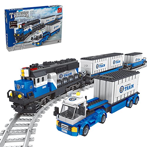 BGOOD Technik Zug mit Schienen, 1008 Klemmbausteine City Güterzug Eisenbahn Modell, Konstruktionsspielzeug Kompatibel…