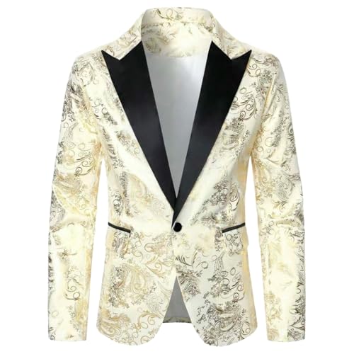 Blazer imprimé doré homme veste de cérémonie de mariage chic européen