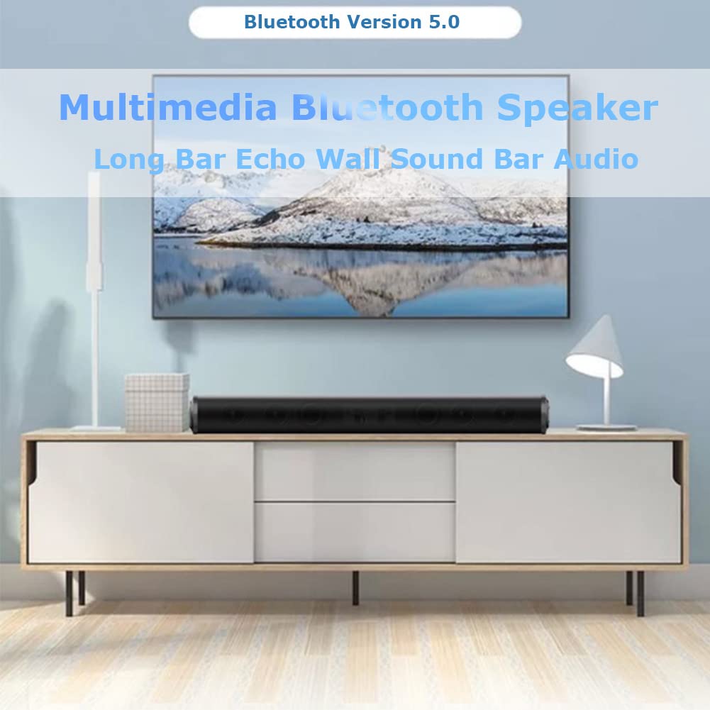 Przenośny soundbar Bluetooth 5.0, głośnik 87,5-108 FM ze zintegrowaną anteną radiową, obsługa MP3, WMA, WAV, FLAC, APE, TF, pamięć flash USB, złącze Cinch, gniazdo 3,5 mm, stereofoniczna listwa dźwiękowa 3D