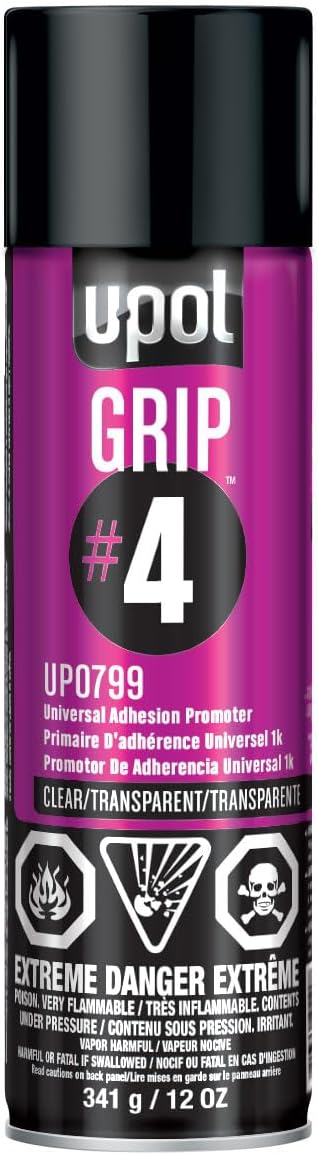 GRIP#4 Universal Adhesion Promoter, Automotive Spray Paint, Durable & Long-Lasting, Easy-To-Use, Clear, 12 oz