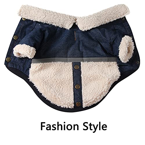 Vecomfy V-Collar Dog Coats For Small Dogs Fleece Lining Warm Puppy Jacket For Cold Winter Denim Xs #TOP2