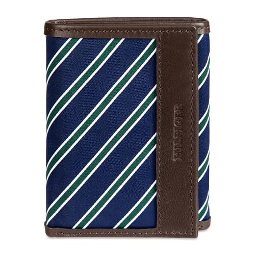 Tommy Hilfiger Carteira masculina de tecido com três dobras, Marrom, One Size, Carteira de tecido com três dobras