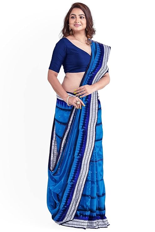 Image of Handmade Pure Bomkai Silk Saree Khandua Natural Silk Ikkat Saree For Women /Ethnic Wear /Traditonal Saree /Handloom Saree With Regular Fit Blouse Piece