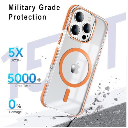 Image of MINTZZ ️ for iPhone 16 Pro Case, Compatible with MagSafe, Military-Grade Protection, Yellowing Resistant, Scratch-Resistant TPU Back, Magnetic Phone Case for iPhone 16 Pro Orange