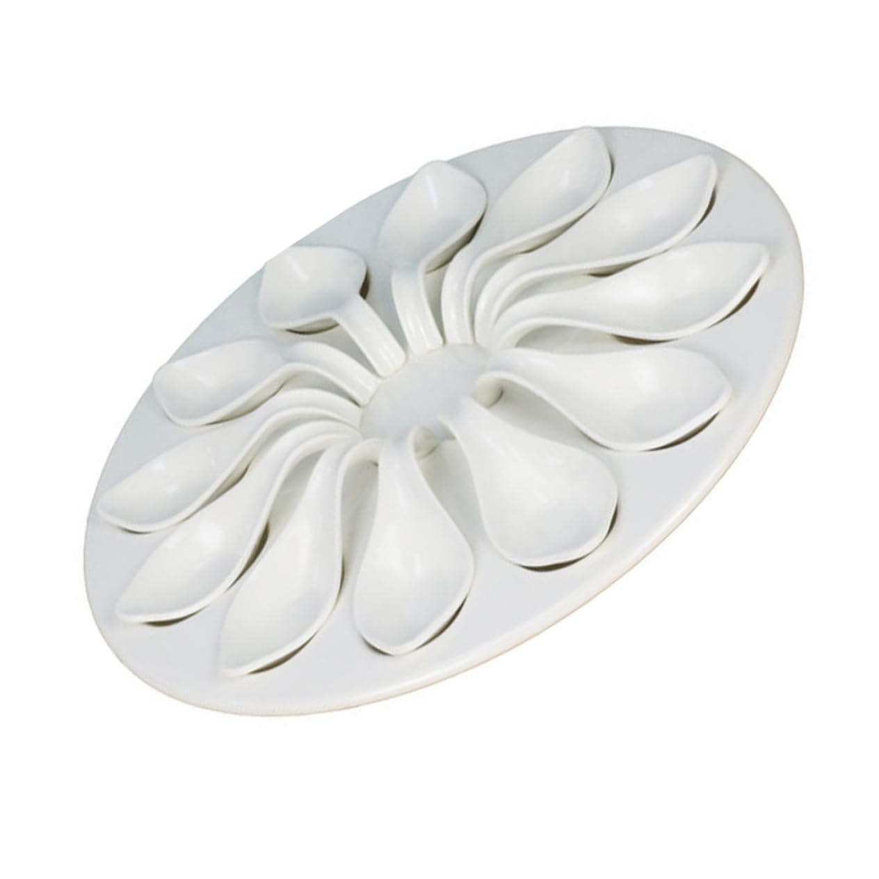 BRIGHTFUFU 1Set Shrimp Paste Plate with Spoons Cavity Storage Dish for Appetizers Caviar Meatballs Easy to Clean Dinnerware for Parties and Celebrations