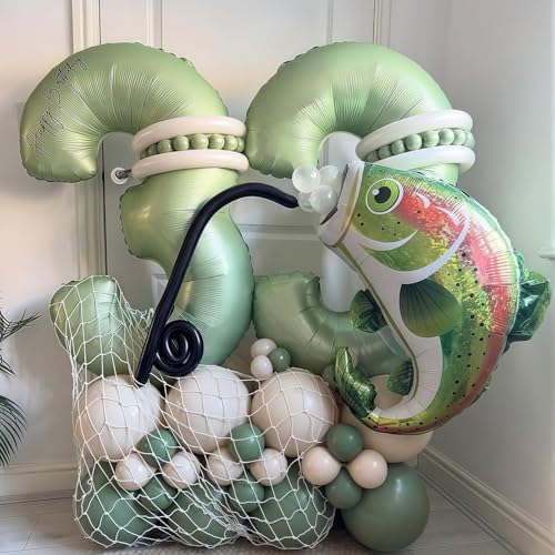 Image of Sage Green 3 Number Balloon,Olive Green 3 Balloons 40 Inch Large Helium Foil Mylar Birthday Balloons for Boy Girl Baby Shower Birthday Jungle Party Decorations