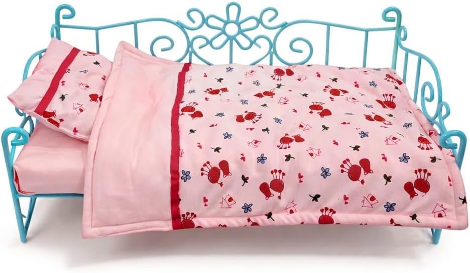 DreamWorld Collections Perfect Bedding - 3 Piece Set for 18 Inch Doll - Includes Comforter, Blanket and Pillow