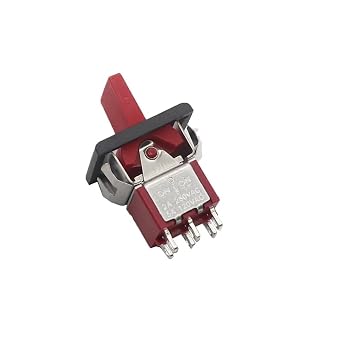 Mini Toggle Press Button Rocker Flick Switch, T80-R Mini Paddle Toggle Switch Square Snap-in Panel Mount 5A 125VAC Multicolor 3Pin 6Pin(Red On-Off-On 6Pin)