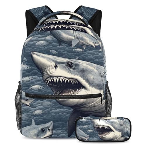 Sac à dos bleu deep sea sharks grand format pour soigner le dos
