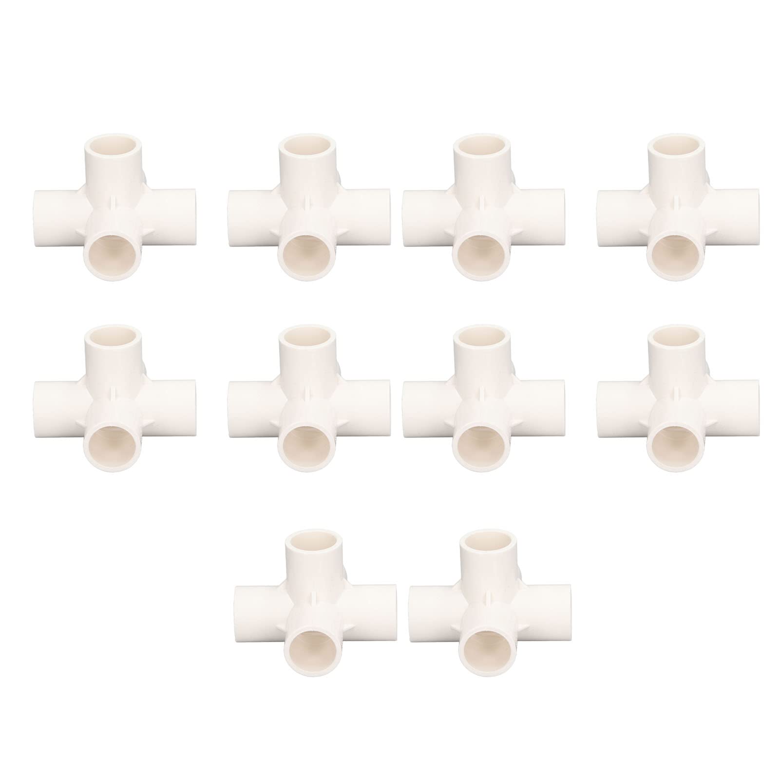 Yanmis Highquality PVC Pipe Fitting 20mm 5 Way Right Angle Elbow Connector - Excellent for Building PVC Pipe Structures - Pack of 10 (White)