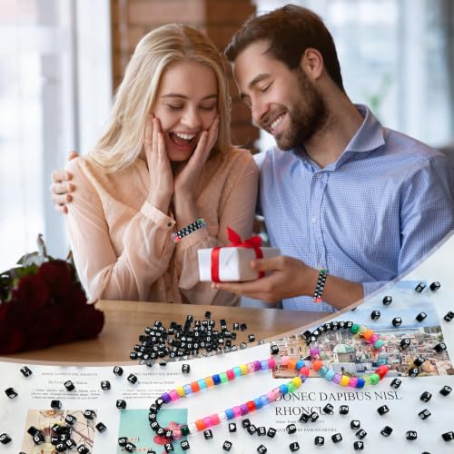 Image of Amaney 400pcs Black Acrylic Number Beads 6x6mm Mixed Number Beads Acrylic Plastic Cube Shape Loose Beads