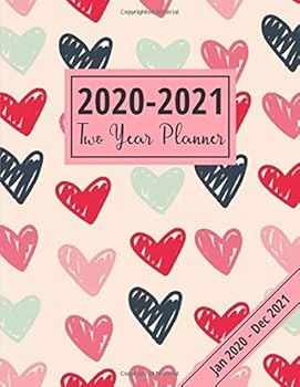 Paperback 2020-2021 Two Year Planner: Sketched Hearts Design: 24 Month Appointment & Schedule Oragnizer With Notes Pages, See It Bigger Planner, 2020-2021 Diary Book