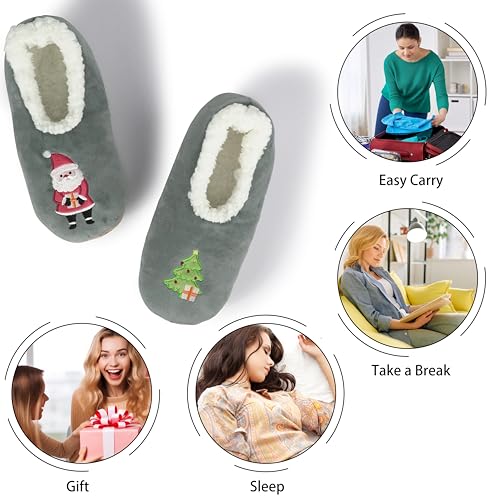 Image of BenSorts Fuzzy Slipper Socks for Women Funny House Slippers with Grips | Warm Cozy Cute Socks Non Slip Gifts Thick Stocking Stuffers Christmas