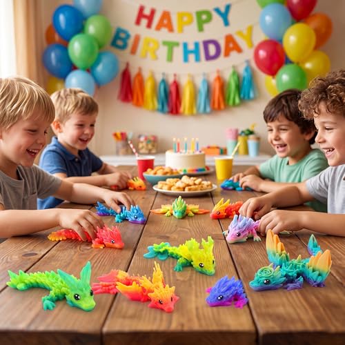 Image of JOYIN 8 Pcs 3D Printed Dragon, 4.4 inch Colorful 3D Printed Flexible Articulated Dragon Fidget Toys for Office Desk Decor, Autism Stress Relief Fidget Toys for Kids & Adults Gift