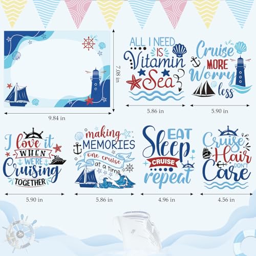 Image of Dazoratix Cruise Door Decorations Magnetic - 7 Pcs Large Ship Cabin Magnets Stickers This Week Funny Carnival Sea Navigation Anchor Decor for Birthday Holiday Stateroom Whiteboard Refrigerator Garage