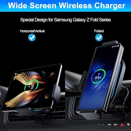 Wireless Car Charger for Galaxy Z Fold 5/4/3/2, 15W Fast Charging Car Mount, Car Accessories, Air Vent Charging Car Phone Holder for Galaxy Z Fold 2, Landscape Mobile Phone Mount for Galaxy Z Fold 4 51 ao2C UEL. AC