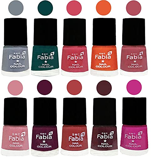 Image of SMC Fabia ALL IN ONE (PACK OF 10), Long Lasting Glossy Nail Polish, 6 ml Each, All Vibrant Colours,02065