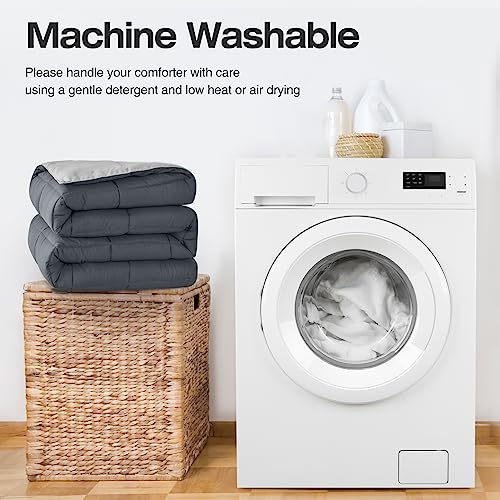 Satisomnia Lightweight Comforter Set Queen Grey, All Season Down Alternative Bed Comforter Set With 2 Pillow Shams, 3 Pieces Soft Reversible, Dark Grey And Light Gray Full/Queen Size #TOP6