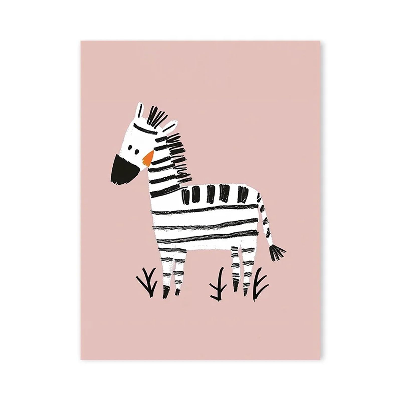 Graiting 1pc Cute Cartoon Giraffe Lion Panda Poster Kindergarten Into The Classroom Field Nursery Room Canvas Wall Art(10,20x25cm No Frame)