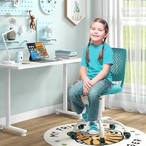 Giantex Kids Desk Chair, Adjustable Children Study Chair, Swivel Chair Armless Mesh Task Student Chair, Child Desk Chair with Adjustable Height & Lumbar Support Computer Chair, Turquoise Giantex Kids Desk Chair Adjustable Children Study Chair Swivel Chair Armless Mesh Task Student Chair Child Desk Chair with Adjustable Height Lumbar Support Computer Chair Turquoise