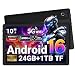 Gleeso Tablet｜Android 16 Tablet 10 Inch｜24GB RAM 1TB TF Android Tablets with 6000mAh｜Face Unlock｜Widevine L1｜BT 5.4/5G WiFi｜8MP Dual Camera, OTG Tablet PC - Black