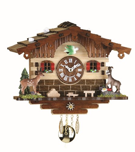 Trenkle Kuckulino Black Forest Clock Swiss House with Quartz Movement and Cuckoo Chime TU 2036 PQ