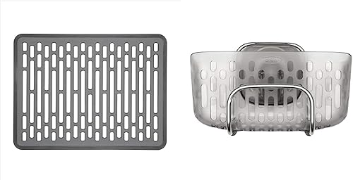OXO Good Grips - Tapete grande para fregadero y organizador de fregaderos de succión Good Grip, color gris, talla única