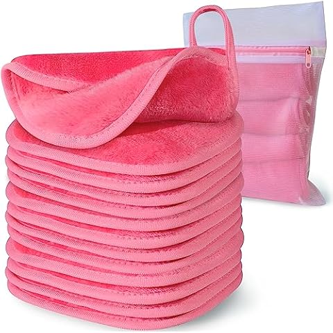 NATWAG | Reusable Update Makeup Removing Microfiber Cloth for Sensitive Skin | Washable Makeup Remover Towels | Natural Facial Cleansing Towels (6”x 6”, 12 Pack/Pink) Cover