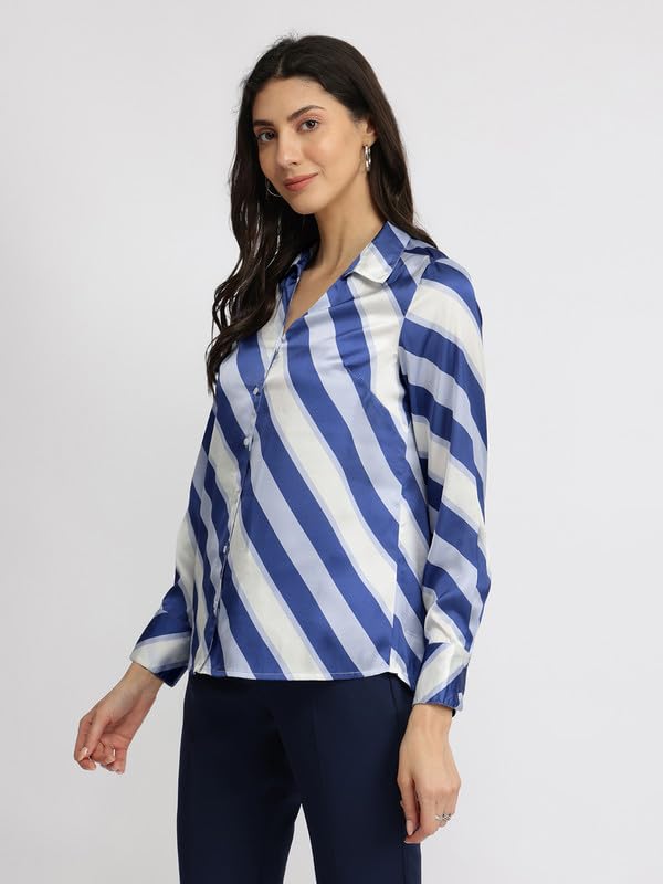 Image of FableStreet Women Shirts | Comfort Fit Spread Collar | Premium Satin Fabric for Formal, Business Casual