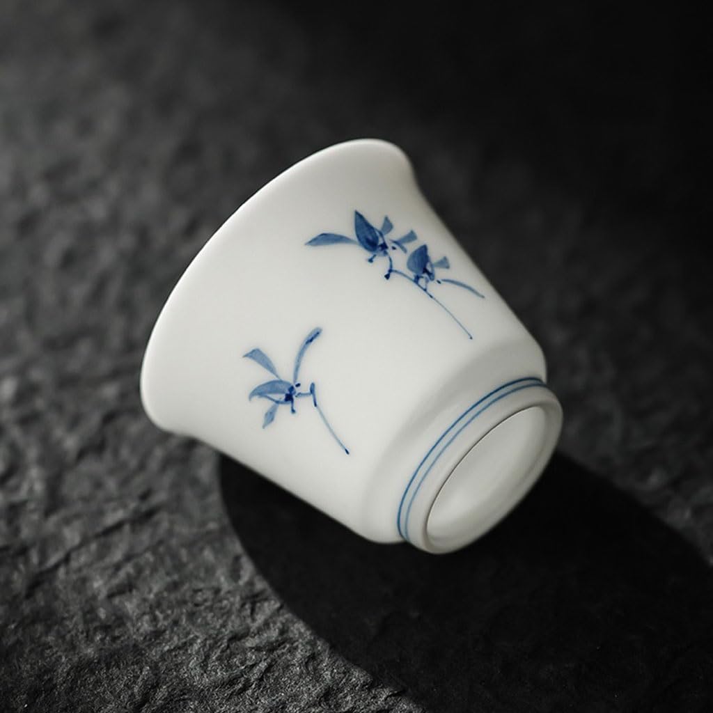 GSOUL Kungfu Tea cup Hand-painted Phalaenopsis Teacup Ceramic Host Cup Home Drinking Personal Kung Fu Tea Set Small Tea Cups