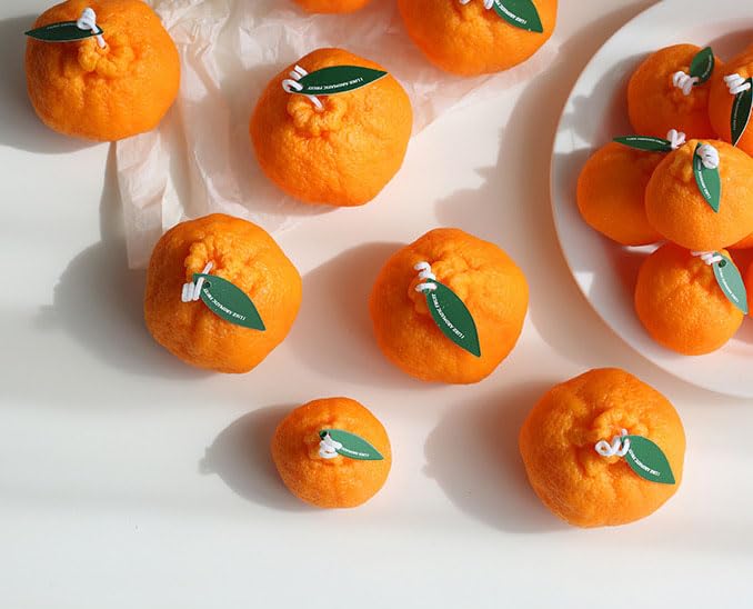 CXUEMH Orange Shaped Scented Candle - Cute, Realistic, Fruit Shaped, Stress Relief Home Decor - A Perfect Companion for Yoga, Books, and a Sense of Ceremony (Large)