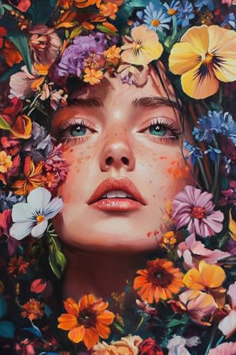 Peinture diamant fleurs 50x70cm pour décorer un salon ou une chambre d'adulte
