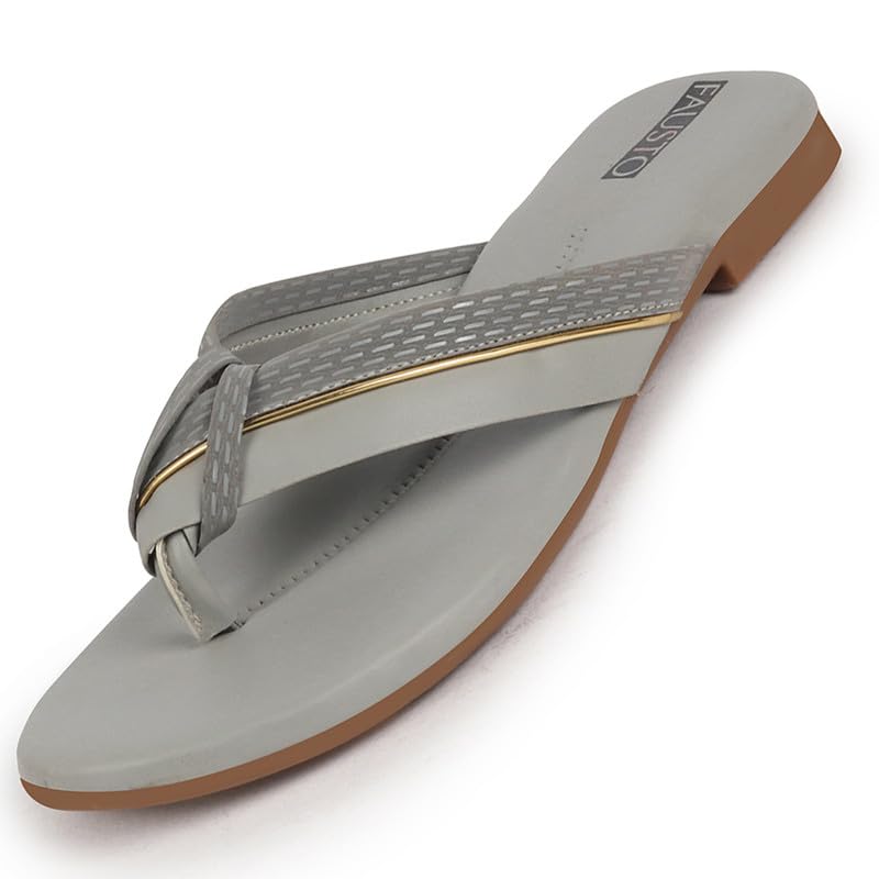 FAUSTO FST KI-203 GREY-37 Womens Grey T-Strap Thong Slip On Flats Slippers (4 UK) (B0CPTR9Y6M) Amazon Price History, Amazon Price Tracker