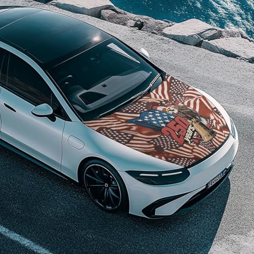 Image of Eagle Car Front Hood Cover 250 Years American Flag Car Hood Cover Banner for Women Men 4th of July Automotive Hood Covers Red Cars Sedans Accessories Decorations