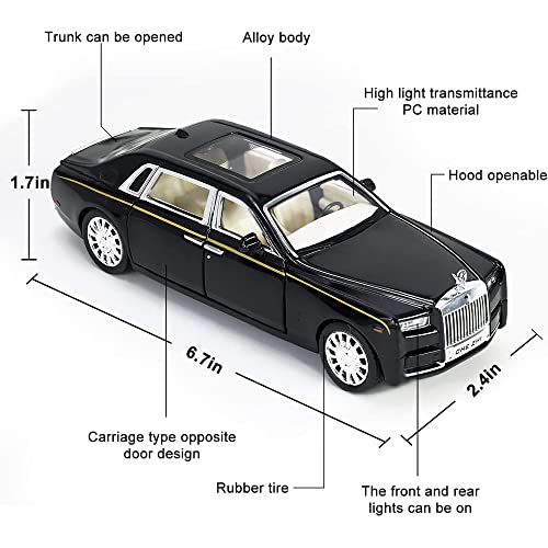 Image of DEUSON ECOM Alloy Metal Pull Back Die-Cast Car 1:32 Rolls Royce Phantom Diecast Metal Pullback Toy Car With Openable Doors & Light, Music Boys Gifts Toys For Kids,White