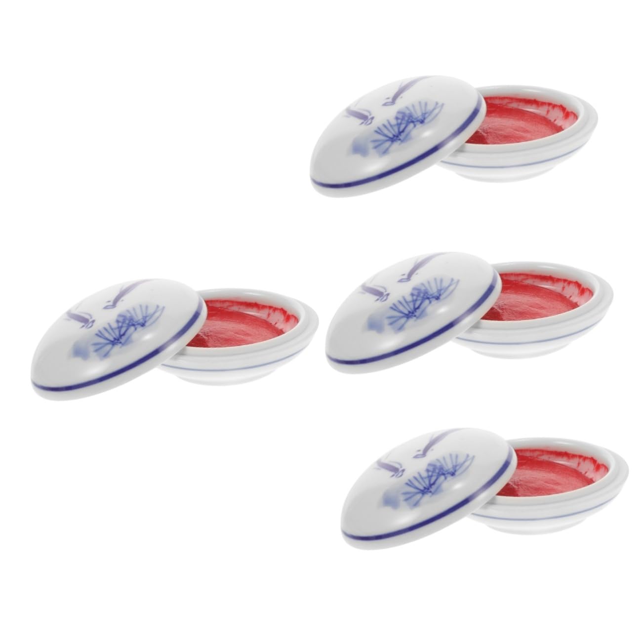Lot De 4 Encreurs pour Estampage De Poésie Style Chinois en Céramique pour Et Projets Artistiques