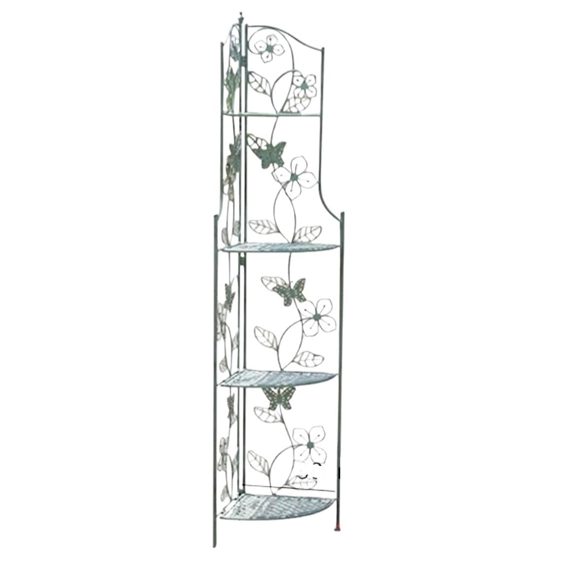 CVdrtyED Plant Stand Shelf Iron Flower Stand Modern Simple Outdoor Foldable Plant Indoor Corner Flowers Rack(Grün)
