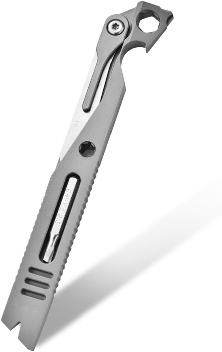 Hamans Titanium Pry Bar Bottle Opener 4.53", 9-in-1 Multi Tool Crowbar with Wrench 4MM Screwdriver Portable Tool