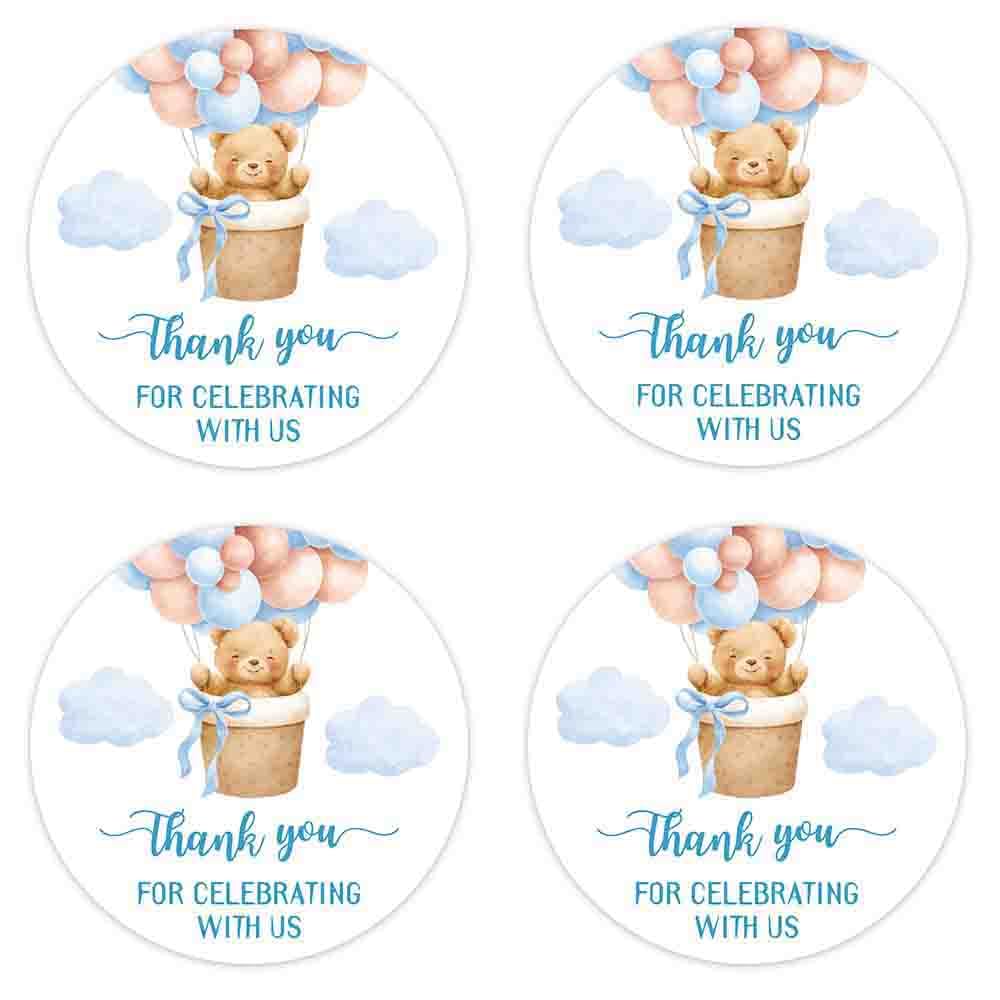 WRUISZ 72pcs Blue Bear Themed Thank You for Celebrating Cute Baby Shower Stickers,Candy Business Labels,It's a Boy Gift Bags Ideas, Boxes & Envelopes,Birthday Party Atmospheric Decoration Props