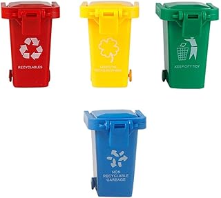 GANAZONO Toy Garbage Truck Trash Can Toy: 4pcs Vehicles Garbage Can Kids Push Toy Garbage Trucks Trash Can Mini Curbside Vehicle Garbage Bin for Garbage Sorting Party 4PCS Toy Trash Cans