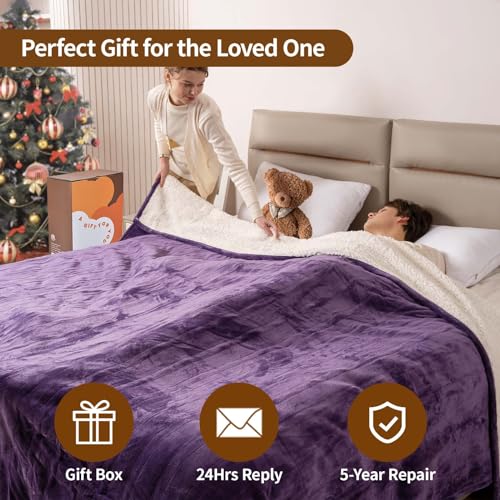 Bearhug Electric Blanket Full Size 77 Inch X 84 Inch Silky Velvet & Warm Sherpa Heated Blanket thumb #3
