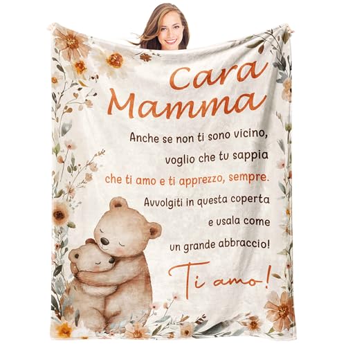 Giftasy Regalo Mamma Compleanno - Coperta Dolce e Calda, Regalo Festa Della Mamma, Idee Regalo del Figlio/Figlia alla Madre Utile(157 x 132cm)