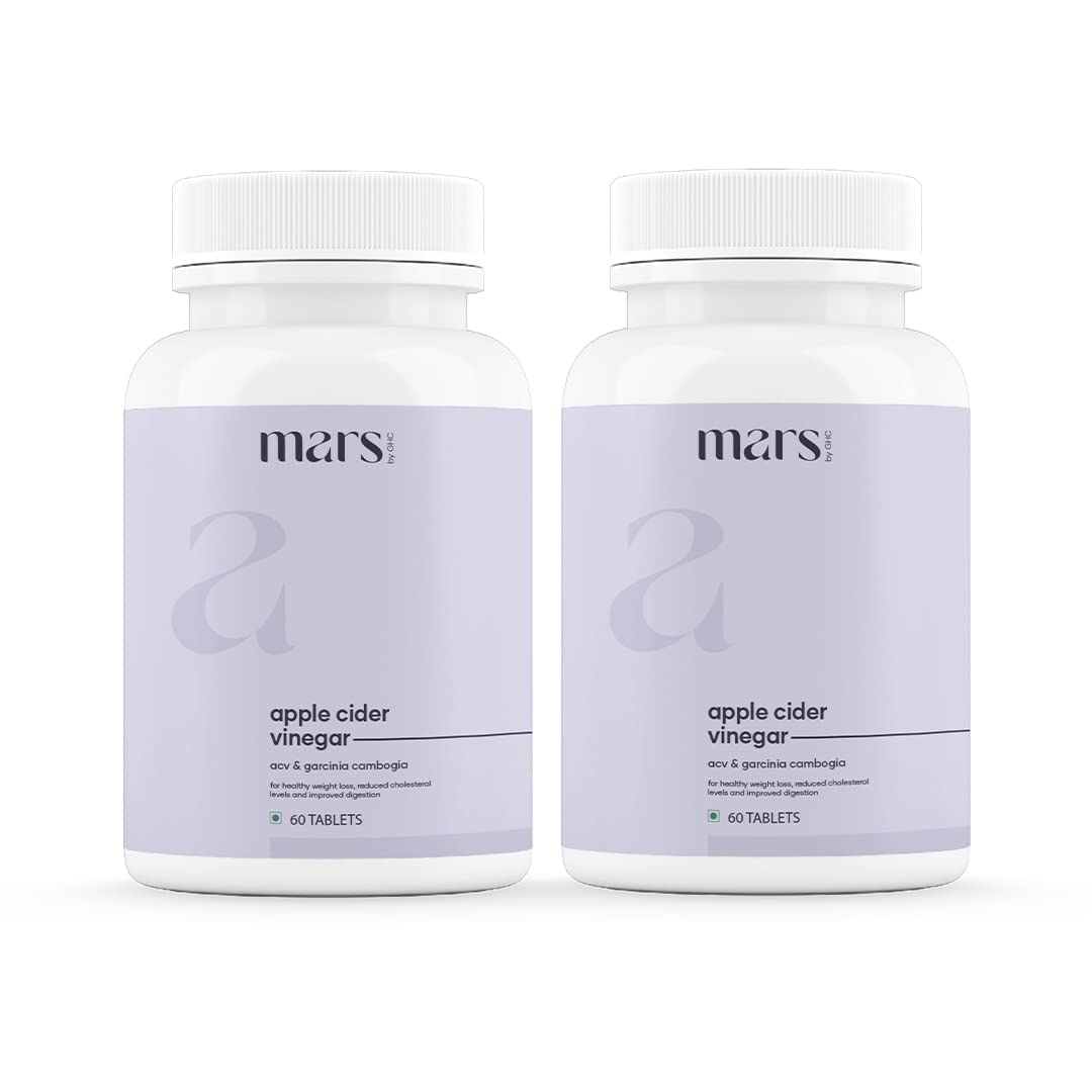 mars by GHC Weight Loss Max - 100% Vegan, 60 Capsules (Pack of 2) | Apple Cider Vinegar, Boosts Weight Loss Efficiency With Garcinia Cambogia, Green Tea Extract, L-Carnitine & Guggul Plant Extracts