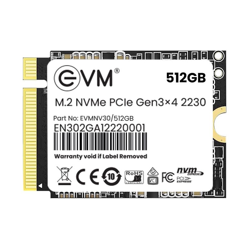 EVM 512GB M.2 NVMe (2230) Internal SSD - PCIe Gen 3x4, Up to 3600MB/s Read, 2800MB/s Write - Ideal for PC Boost Storage - 5 Years Warranty (EVMNV30/512GB)