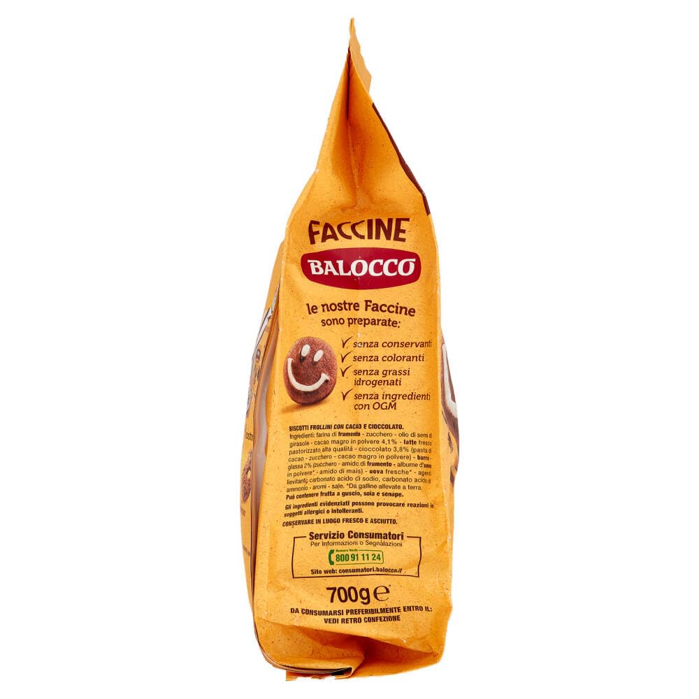Balocco Faccine Biscotti Kekse mit Schokolade und Haselnüssen biscuits cookies 100% Italienische Kekse 12 x 700g + Beni Culinari Kostenloser Schlüsselanhänger