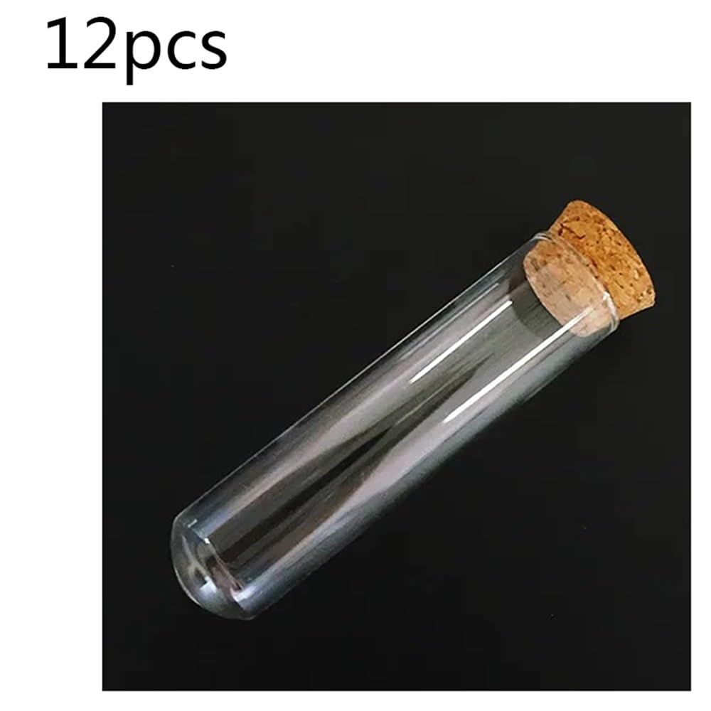 probówki z przezroczystego szkła, Probówki szklane z korkiem okrągłym dnem 25x100mm 12 szt