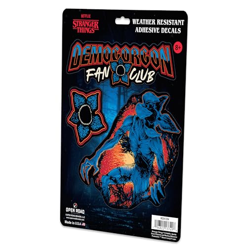 Image of Stranger Things Demogorgon Fan Club Adhesive Vinyl Decals - Retro Stranger Things Stickers for Fans, 1 Pack (3 Count)