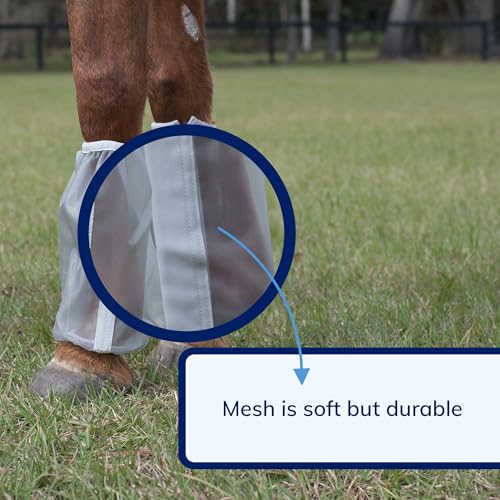 Image of SmartEquine Deluxe Relaxed Fit Fly Boots for Horses, Pair (2), Horse Size | Soft Comfortable Elastic | Durable Mesh | Protects Horse's Legs from Flies and Insects