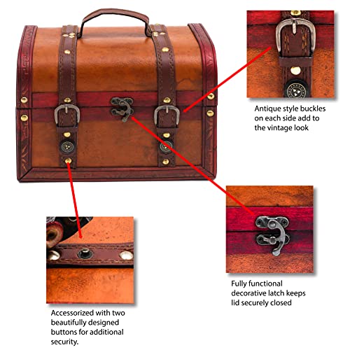 Trademark Innovations 10" Wood And Leather Decorative Chest #TOP4