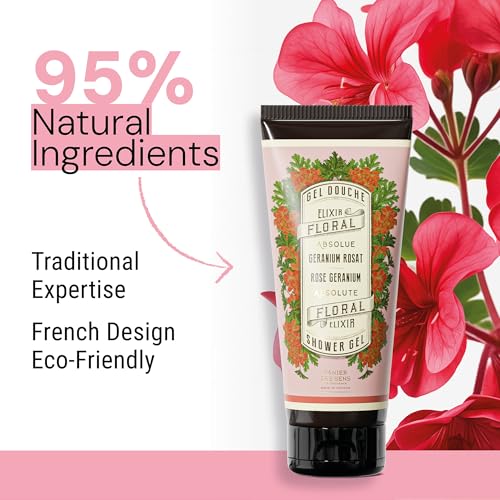 Image of Panier des Sens Rose Geranium Body Wash, French Shower Gel, 6.8 fl oz | Vegan Body Wash | 96% Natural-Origin Ingredients | Gentle Daily Cleansing | Long-Lasting Fragrance | Soft Skin Feel